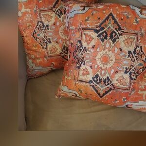 Orange and Navy Accent Pillows